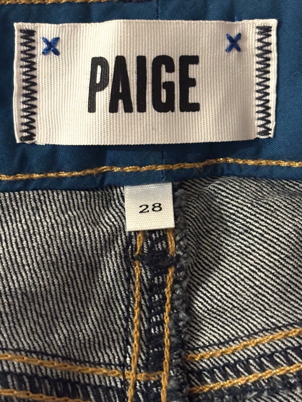 PAIGE Skyline Boot (28x32P) Jeans Carson Dark Wash Mid Rise Slim Flare - Picture 9 of 14